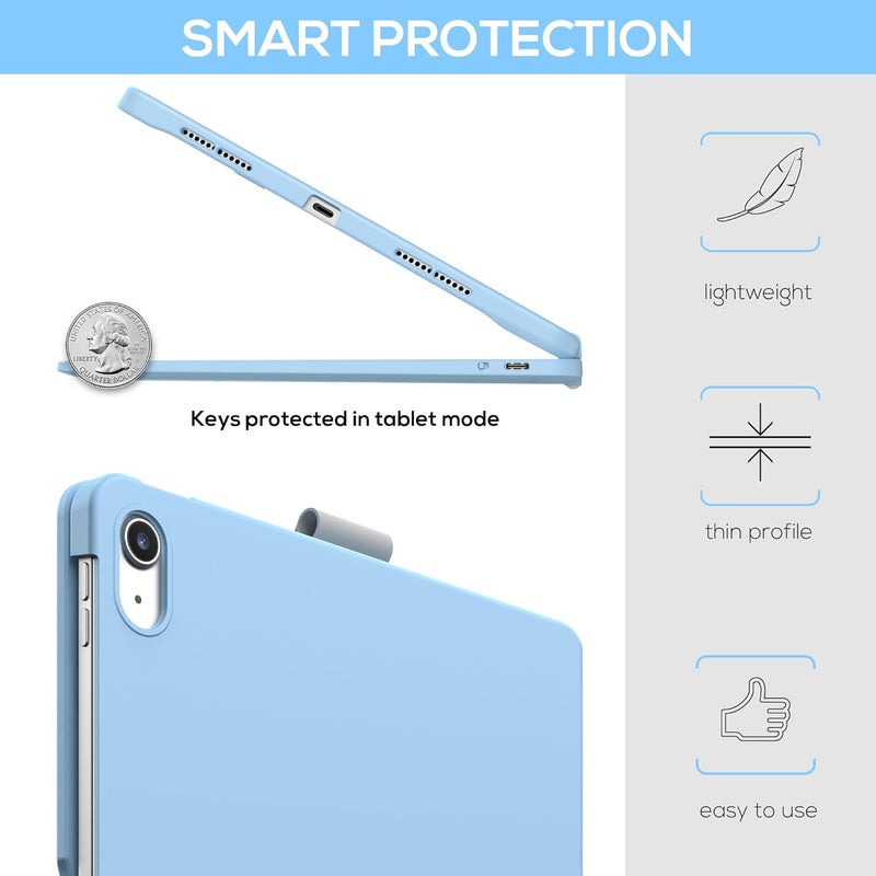 typecase Touch iPad 11th 10th Generation Case with Keyboard (11" 2025, A16 & 10.9" 2022) – 360° Rotatable, 11-Color Backlit, Multi-Touch Trackpad, Pencil Holder, Thin & Light – Sky Blue - Image 5